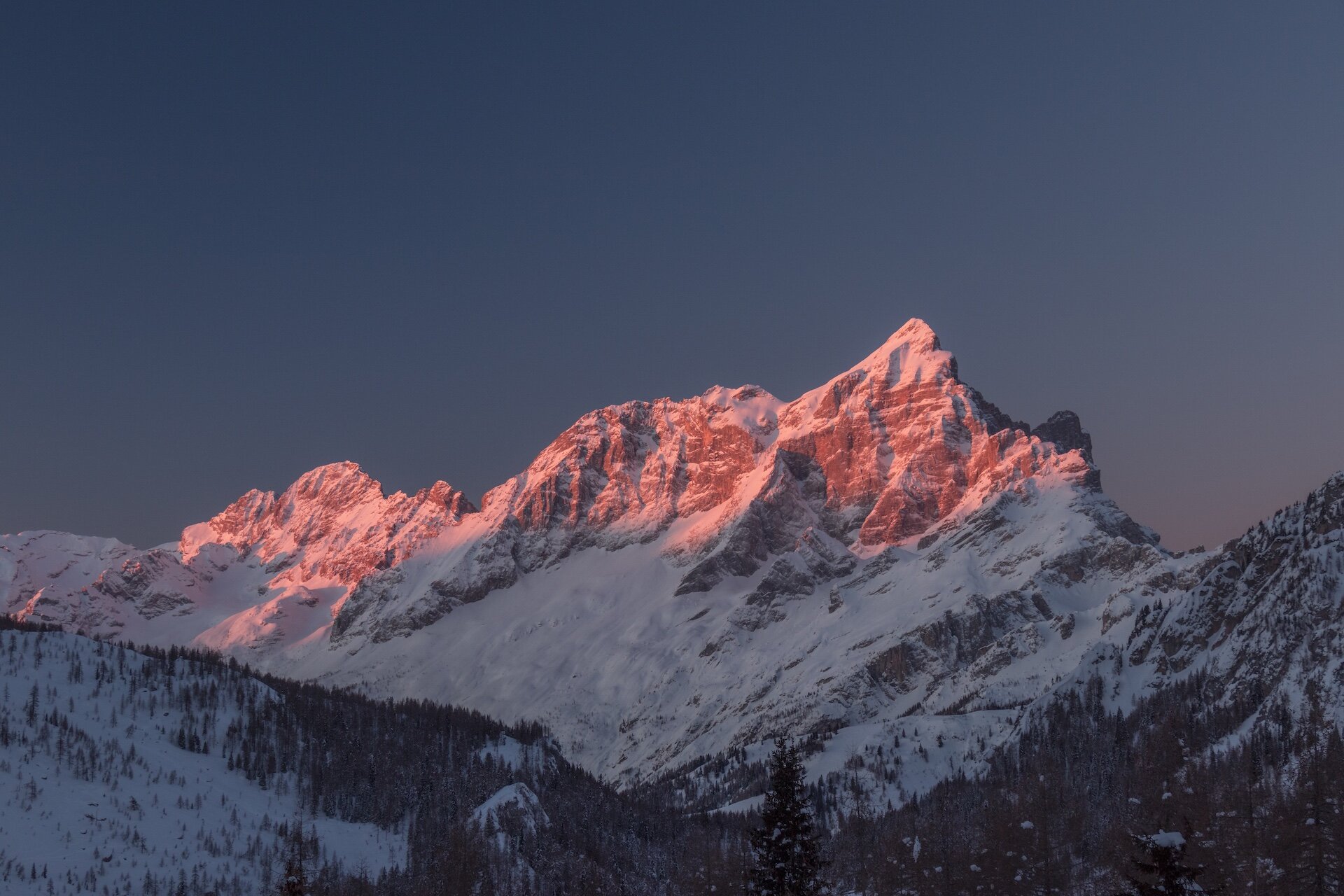 Enrosadira   Inverno   Dolomiti Bellunesi